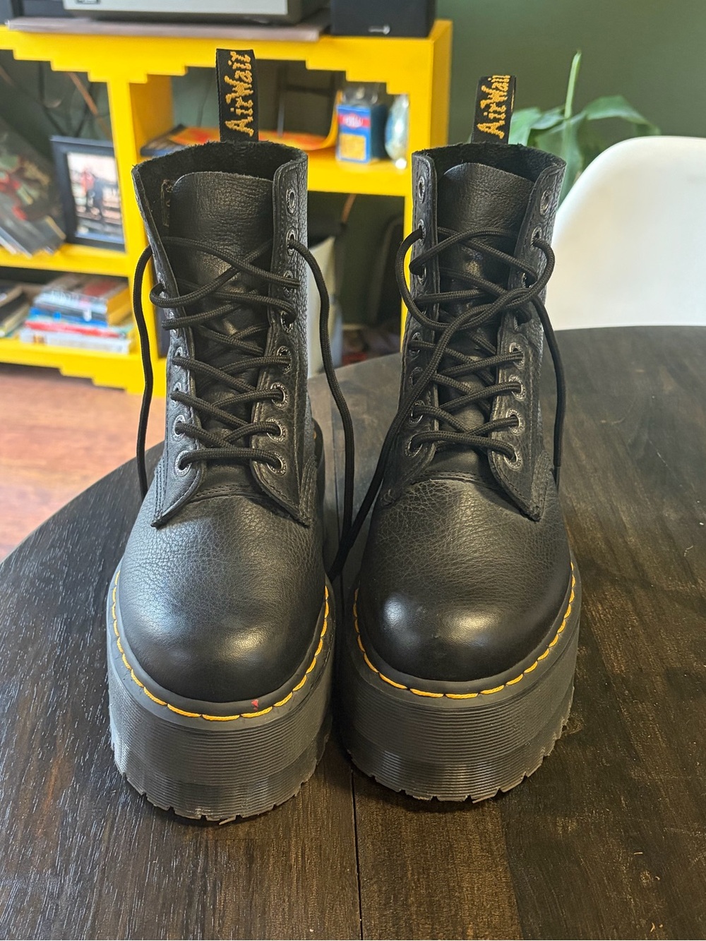 Dr. Martens 1460 Pascal Max Black Leather Platform Boots Lace Ups - Picture 7 of 8